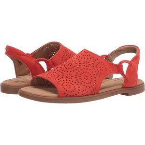 Clarks Women’s Reyna Swirl Orange Suede Sandals Shoes Perforated Comfort 8.5 M